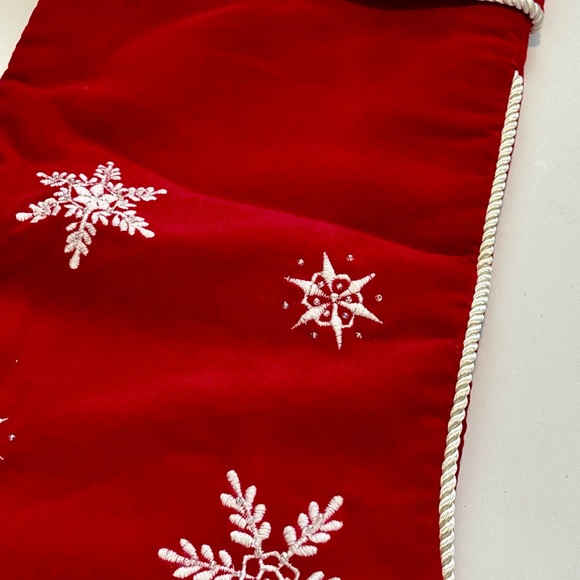 Red Holiday Stocking with Snowflake Design - Picture 4 of 5